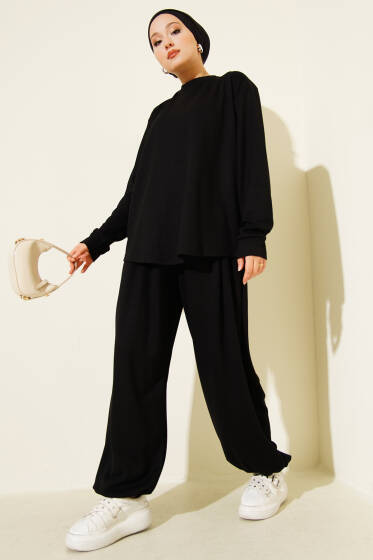 Loyşa Paça Lastikli İkili Takım Siyah - İkili Takım