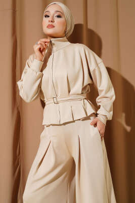 Loyşa Pens Detaylı İkili Takım Bej - İkili Takım