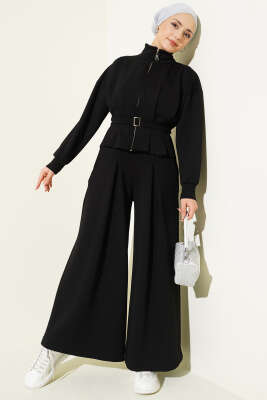 Loyşa Pens Detaylı İkili Takım Siyah - PAMİRA