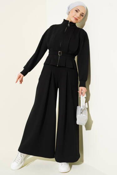 Loyşa Pens Detaylı İkili Takım Siyah - İkili Takım