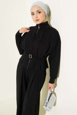 Loyşa Pens Detaylı İkili Takım Siyah - İkili Takım