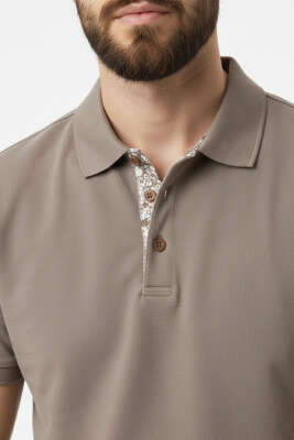 Loyşa Polo Yaka Düğmeli T-shirt Kahve - Erkek Polo Yaka Tişört