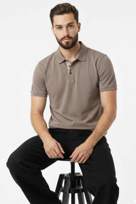 Loyşa Polo Yaka Düğmeli T-shirt Kahve 