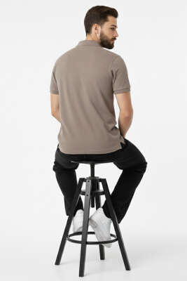 Loyşa Polo Yaka Düğmeli T-shirt Kahve - Erkek T-shirt