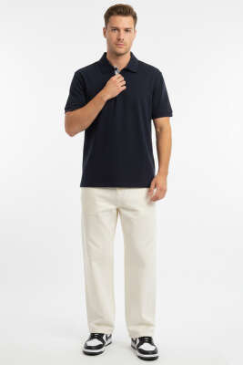 Loyşa Polo Yaka Düğmeli T-shirt Lacivert - Erkek T-shirt