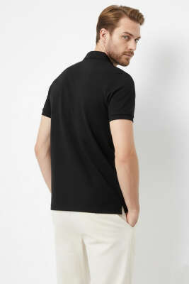 Loyşa Polo Yaka Düğmeli T-shirt Siyah - Erkek T-shirt