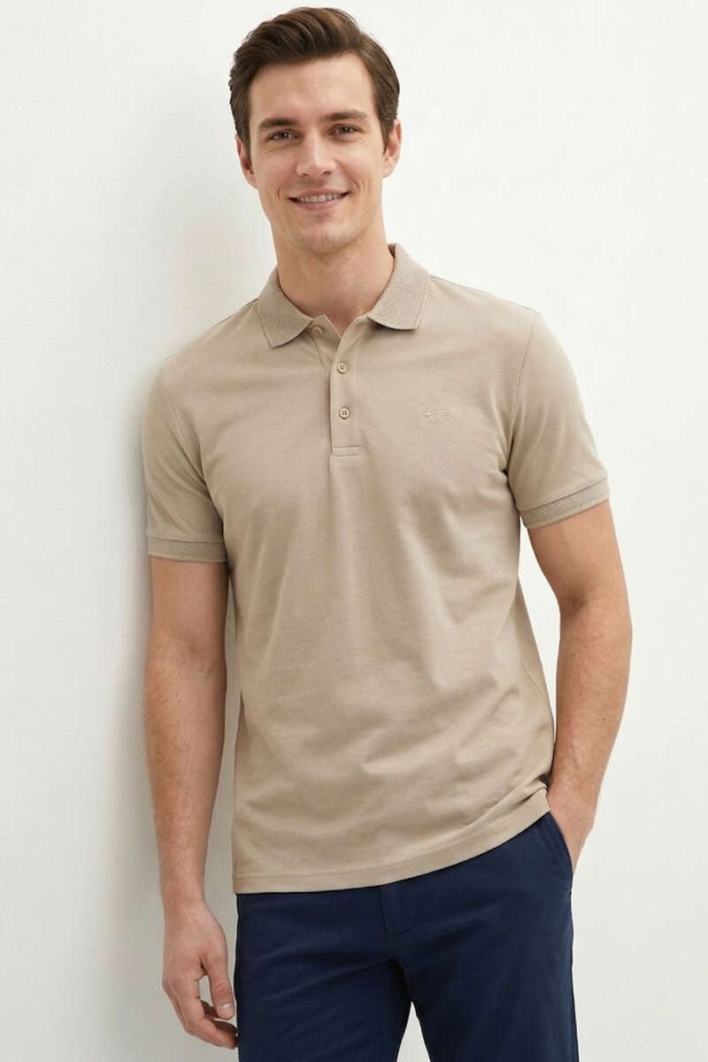 Loyşa Polo Yaka Erkek T-shirt Bej