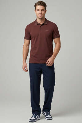 Loyşa Polo Yaka Erkek T-shirt Kahve - Erkek T-shirt