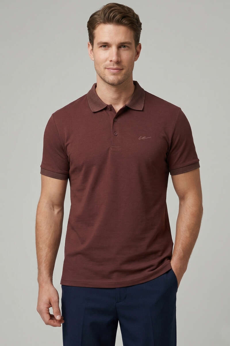 Loyşa Polo Yaka Erkek T-shirt Kahve