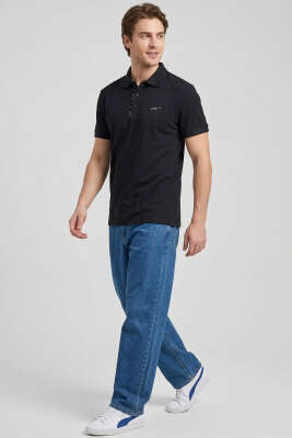 Loyşa Polo Yaka Erkek T-shirt Siyah - Erkek T-shirt