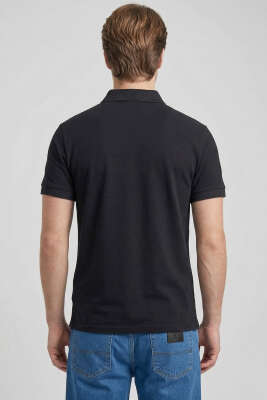 Loyşa Polo Yaka Erkek T-shirt Siyah - Erkek T-shirt