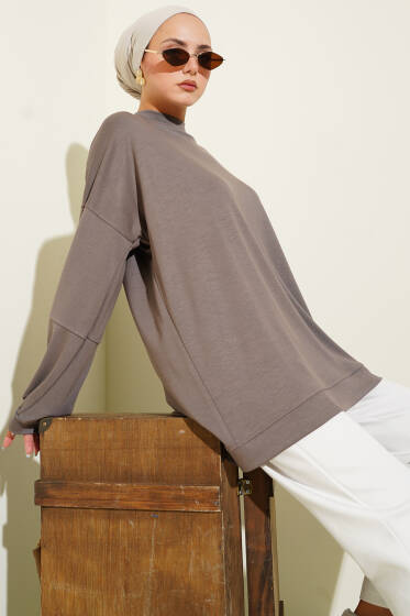 Loyşa Salaş Basic Tunik Vizon - Tunik