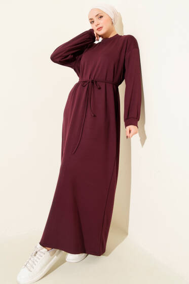 Loyşa Salaş Elbise Bordo - Tesettür Elbise