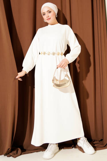 Loyşa Salaş Elbise Ekru - Elbise