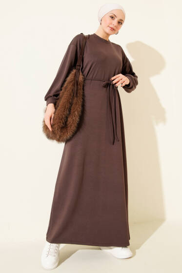 Loyşa Salaş Elbise Kahve - Tesettür Elbise