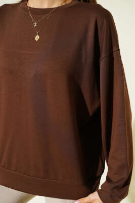 Loyşa Salaş Sweatshirt Kahve - Kadın Giyim Modelleri