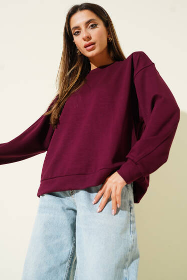 Loyşa Salaş Sweatshirt Mürdüm - Kadın Giyim Modelleri