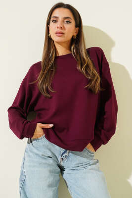 Loyşa Salaş Sweatshirt Mürdüm - Kadın Giyim Modelleri