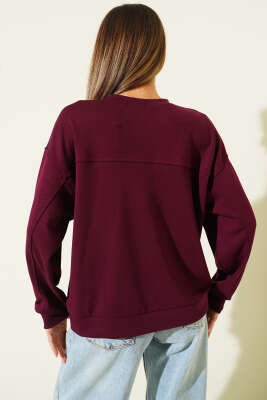 Loyşa Salaş Sweatshirt Mürdüm - Kadın Giyim Modelleri