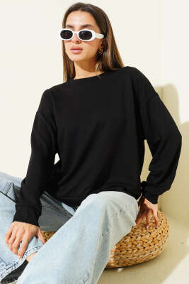 Loyşa Salaş Sweatshirt Siyah - Kadın Giyim Modelleri