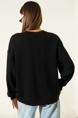 Loyşa Salaş Sweatshirt Siyah - Kadın Giyim Modelleri