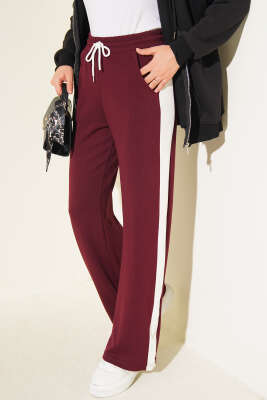 Loyşa Şerit Detaylı Pantolon Bordo - ERME