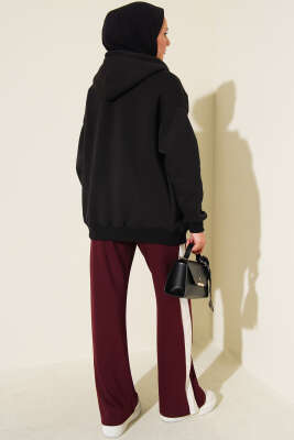 Loyşa Şerit Detaylı Pantolon Bordo - Pantolon