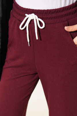 Loyşa Şerit Detaylı Pantolon Bordo - Pantolon