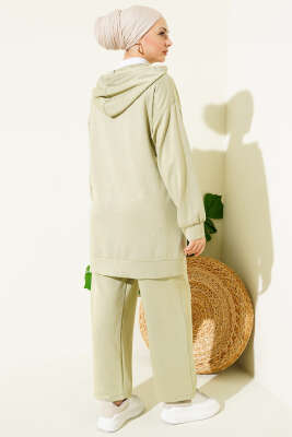 Loyşa Sim Detaylı Kapüşonlu İkili Takım Çağla Yeşili - İkili Takım