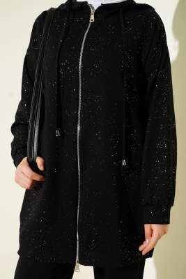 Loyşa Sim Detaylı Kapüşonlu İkili Takım Siyah - İkili Takım