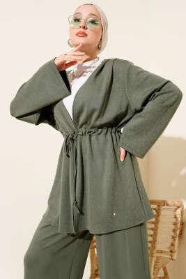 Loyşa Taşlı Bel Tünelli İkili Takım Çağla Yeşili - İkili Takım