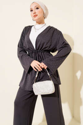 Loyşa Taşlı Bel Tünelli İkili Takım Füme - İkili Takım