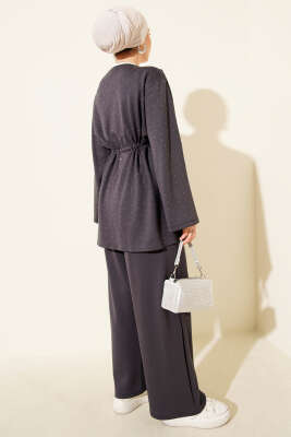 Loyşa Taşlı Bel Tünelli İkili Takım Füme - İkili Takım