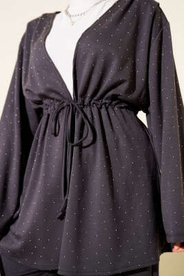 Loyşa Taşlı Bel Tünelli İkili Takım Füme - İkili Takım