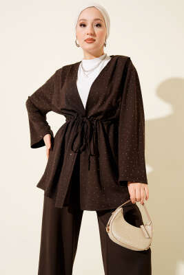 Loyşa Taşlı Bel Tünelli İkili Takım Kahve - İkili Takım