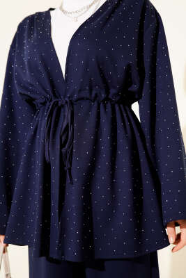 Loyşa Taşlı Bel Tünelli İkili Takım Lacivert - İkili Takım