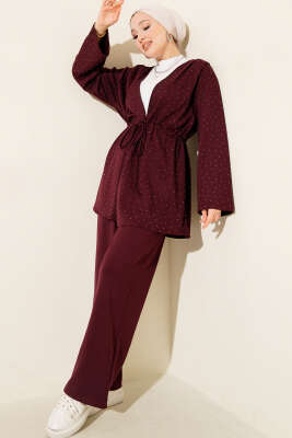 Loyşa Taşlı Bel Tünelli İkili Takım Mürdüm - ERME