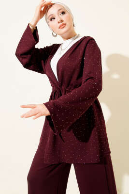 Loyşa Taşlı Bel Tünelli İkili Takım Mürdüm - İkili Takım