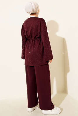 Loyşa Taşlı Bel Tünelli İkili Takım Mürdüm - İkili Takım