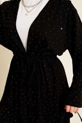 Loyşa Taşlı Bel Tünelli İkili Takım Siyah - İkili Takım