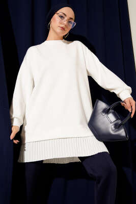 Loyşa Taşlı Piliseli Tunik Ekru 