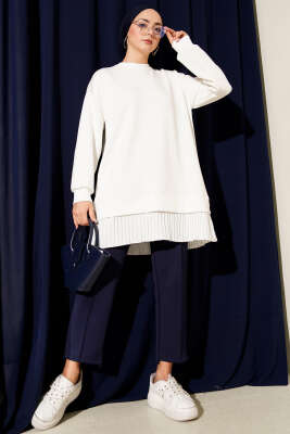 Loyşa Taşlı Piliseli Tunik Ekru - Tunik