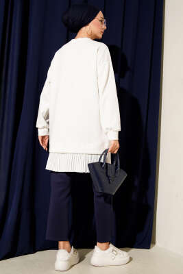 Loyşa Taşlı Piliseli Tunik Ekru - Tunik