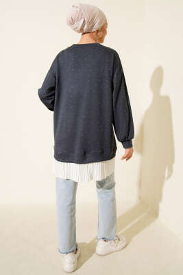 Loyşa Taşlı Piliseli Tunik Füme - Tunik