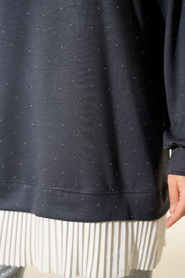 Loyşa Taşlı Piliseli Tunik Füme - Tunik