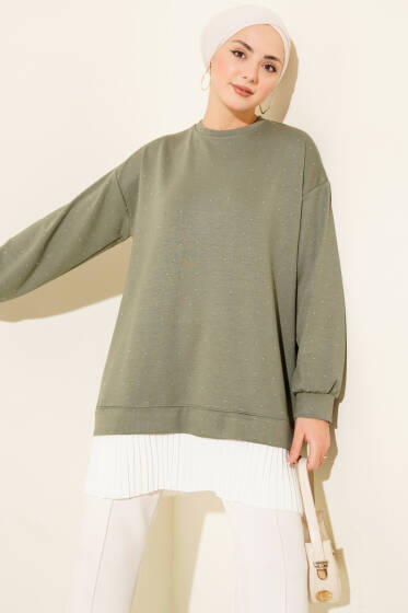 Loyşa Taşlı Piliseli Tunik Haki - Tunik