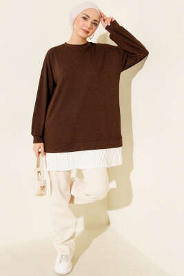 Loyşa Taşlı Piliseli Tunik Kahve - Tunik