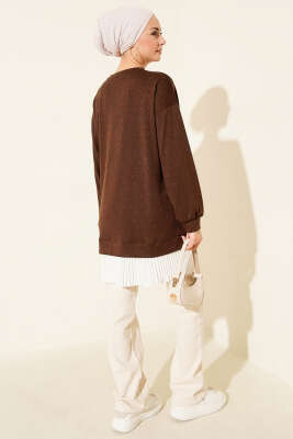 Loyşa Taşlı Piliseli Tunik Kahve - Tunik