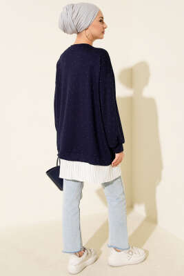 Loyşa Taşlı Piliseli Tunik Lacivert - Tunik