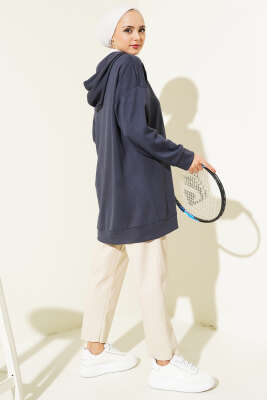 Loyşa Yakası Fermuarlı Tunik Füme - 300-500 TL Ürünler